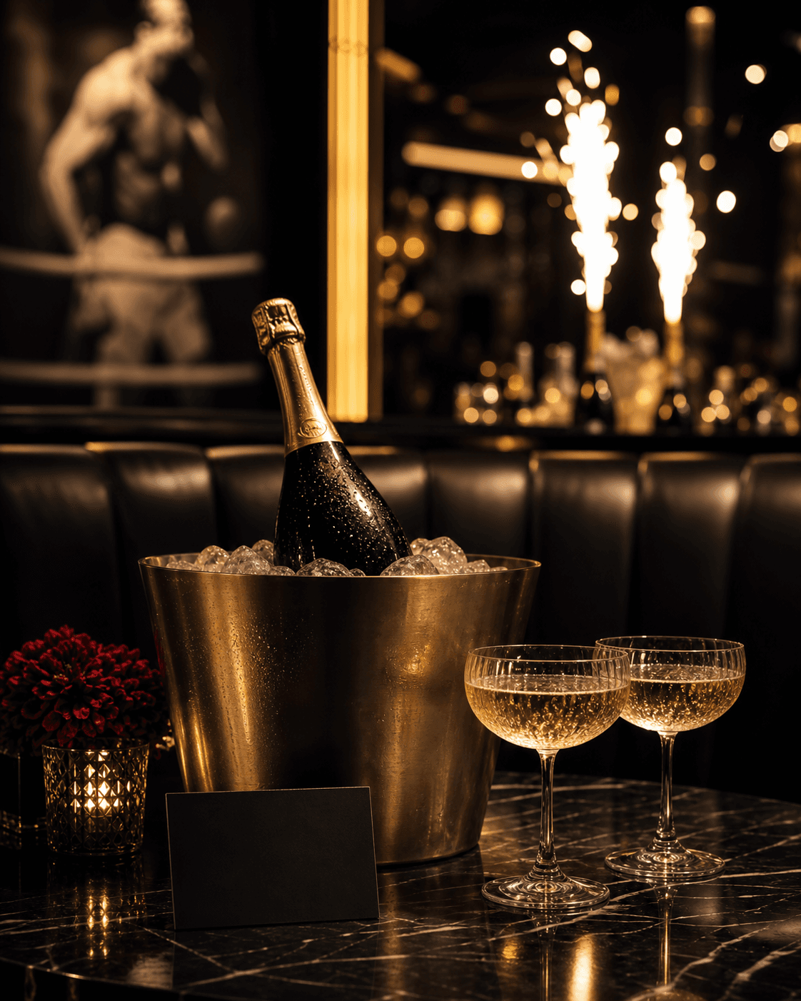 Champagne bottle service in an OC11 VIP booth