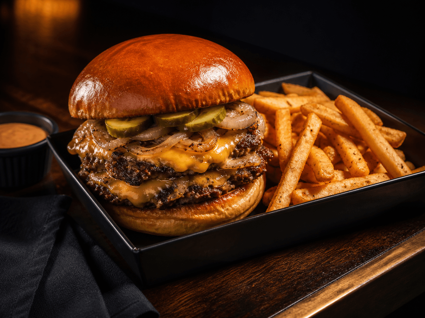 OC11 double smashburger and fries